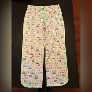 Masters Ladies Magnolia Lane Light Pink Postage Stamps Pajama Lounge Pants Large
